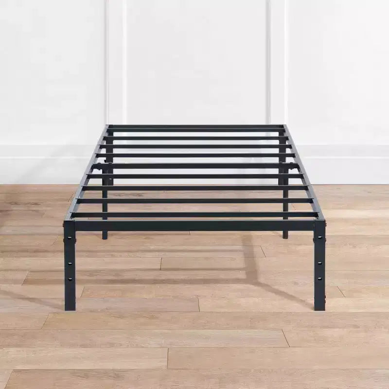 Base Letto Matrimoniale a Una Piazza e Mezza FurnitureR con Doghe Metalliche, Struttura per Materasso a Piattaforma Robusta con Contenitore Sottoletto, Supporto Antiscivolo, Nero