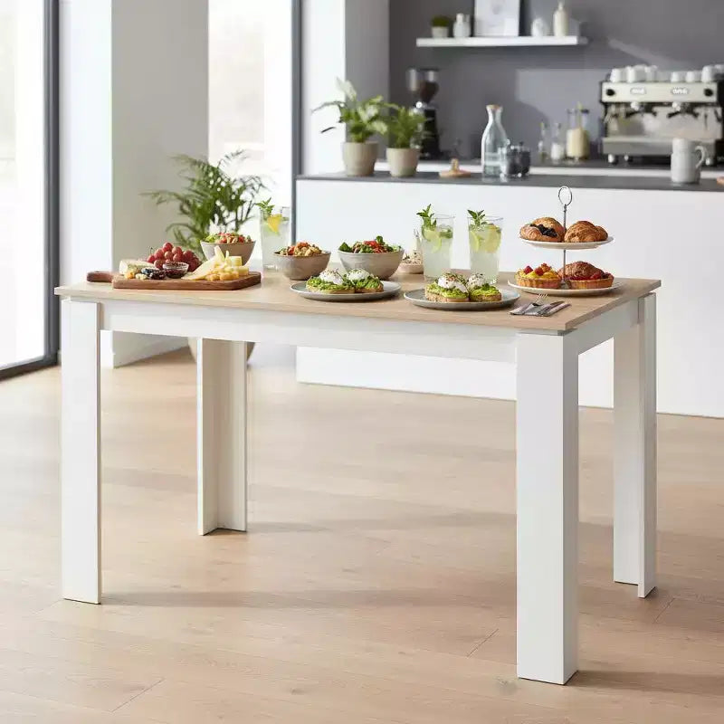 FurnitureR Tavolo da Pranzo Rettangolare per 2-4 Persone, Tavolo da Cucina e Sala da Pranzo con Struttura in Legno, per Piccoli Spazi, Appartamento, Ufficio, Rovere