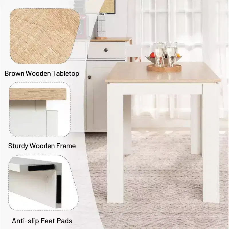FurnitureR Tavolo da Pranzo Rettangolare per 2-4 Persone, Tavolo da Cucina e Sala da Pranzo con Struttura in Legno, per Piccoli Spazi, Appartamento, Ufficio, Rovere