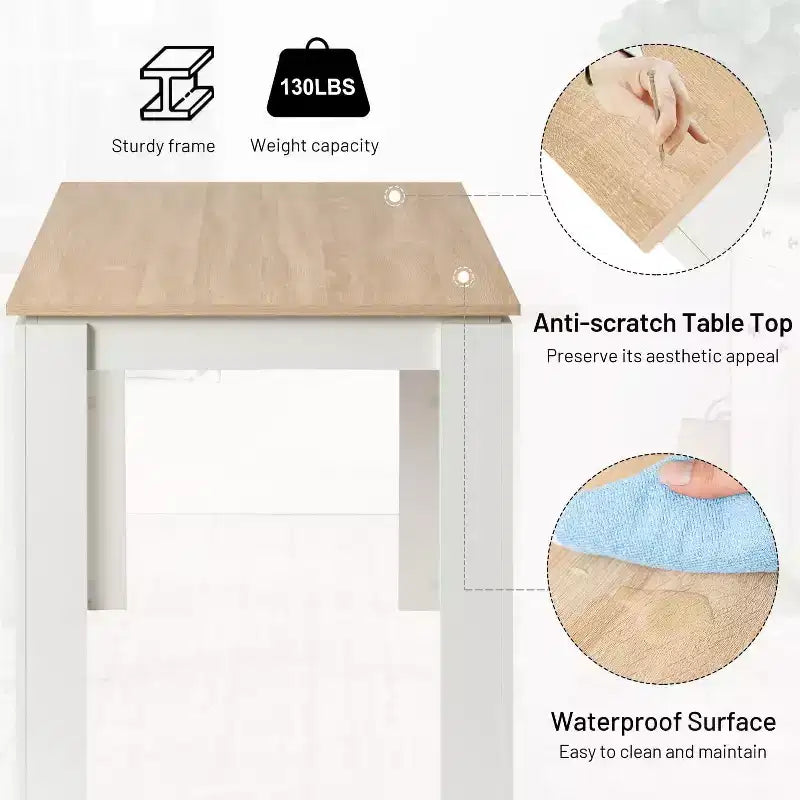 FurnitureR Tavolo da Pranzo Rettangolare per 2-4 Persone, Tavolo da Cucina e Sala da Pranzo con Struttura in Legno, per Piccoli Spazi, Appartamento, Ufficio, Rovere