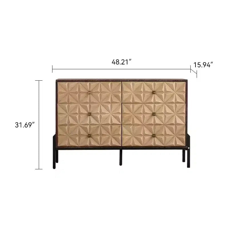 GDFStudio Brynn Credenza Contenitore Moderna di Metà Secolo con Motivo Geometrico
