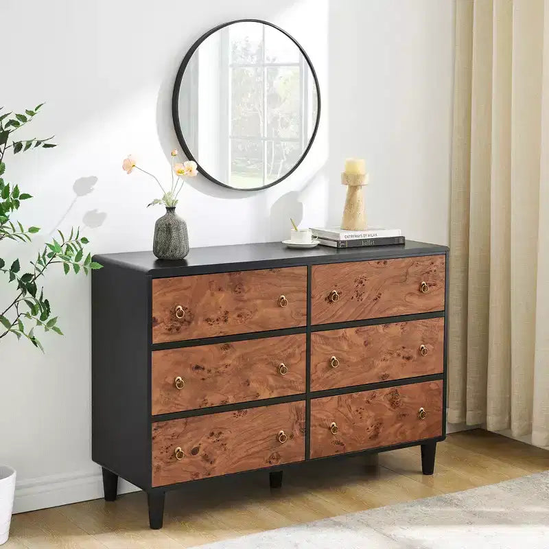 Comò a 7 cassetti, comò moderno largo 54 con maniglia in metallo, comò in legno porta TV, organizer per vestiti in legno per soggiorno
