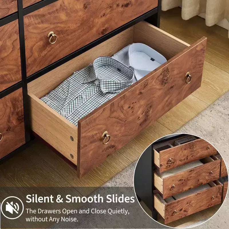 Comò a 7 cassetti, comò moderno largo 54 con maniglia in metallo, comò in legno porta TV, organizer per vestiti in legno per soggiorno