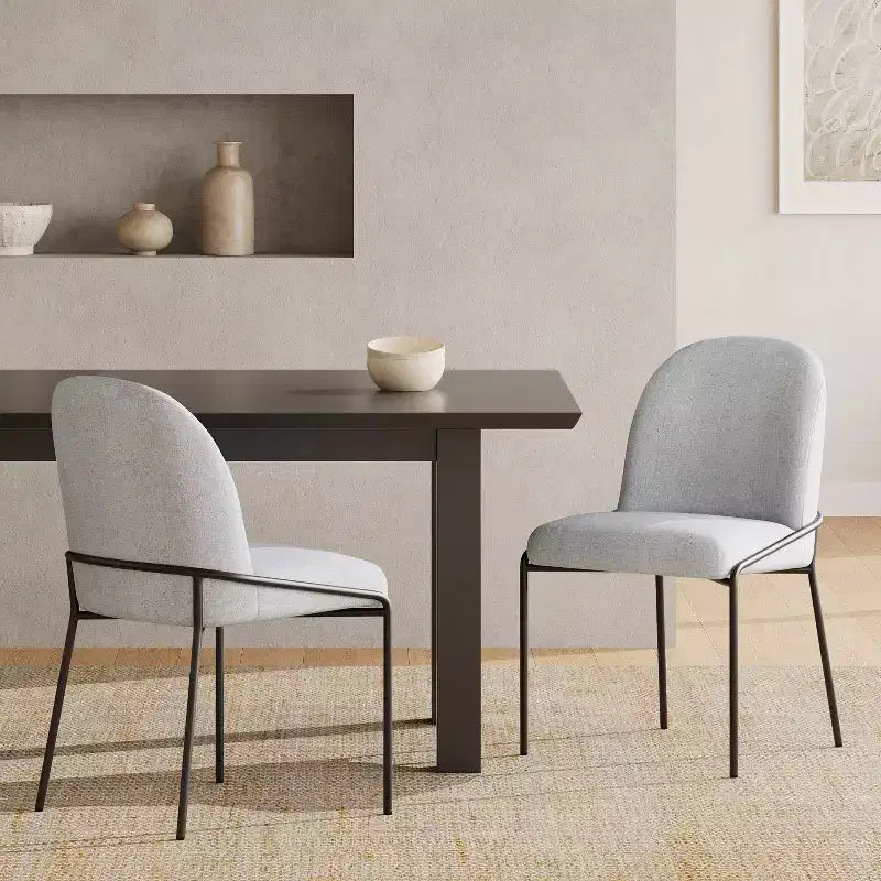 Sedia da Pranzo Moderna Christopher Knight Home Aiken in Poliestere con Telaio in Ferro (Set di 2)