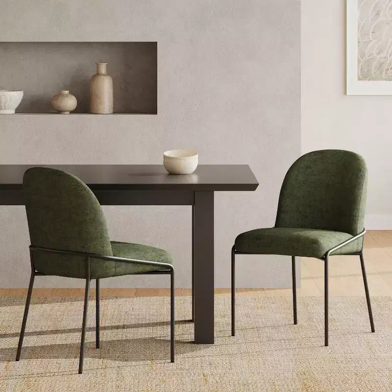 Sedia da Pranzo Moderna Christopher Knight Home Aiken in Poliestere con Telaio in Ferro (Set di 2)