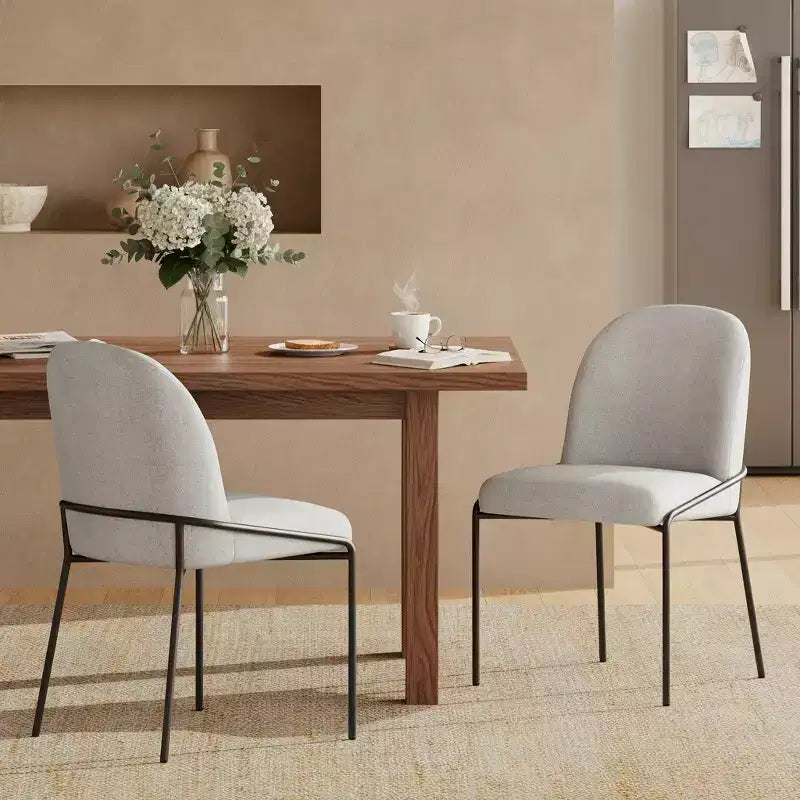 Sedia da Pranzo Moderna Christopher Knight Home Aiken in Poliestere con Telaio in Ferro (Set di 2)