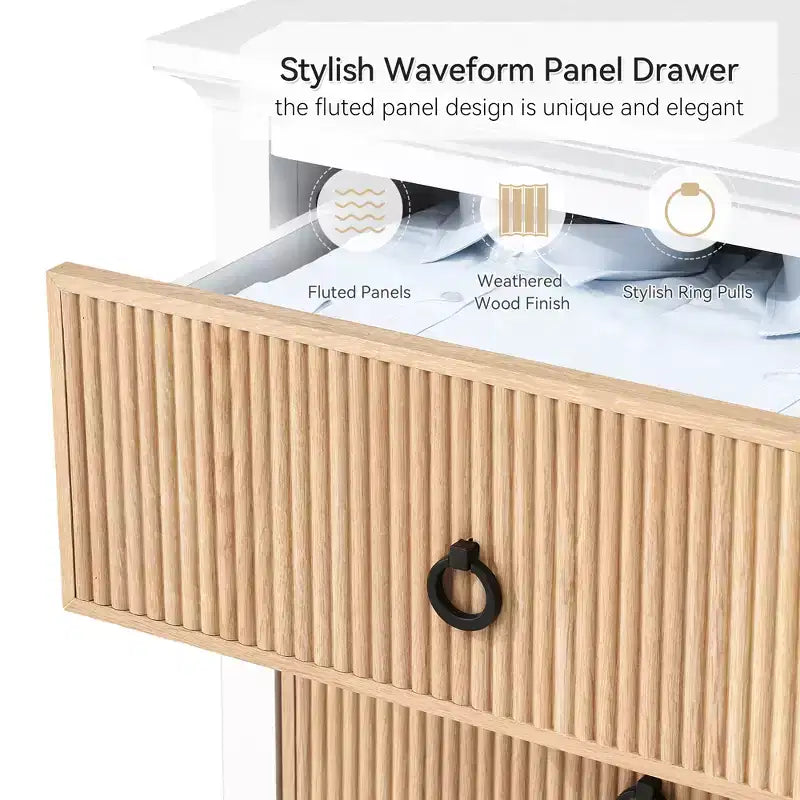 Comò a 6 cassetti per camera da letto, armadio organizer dal profilo antico - Comò in legno lungo con cassetti grandi