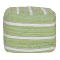 HomeRoots 18 Green And White Cotton Cube Striped Pouf Ottoman