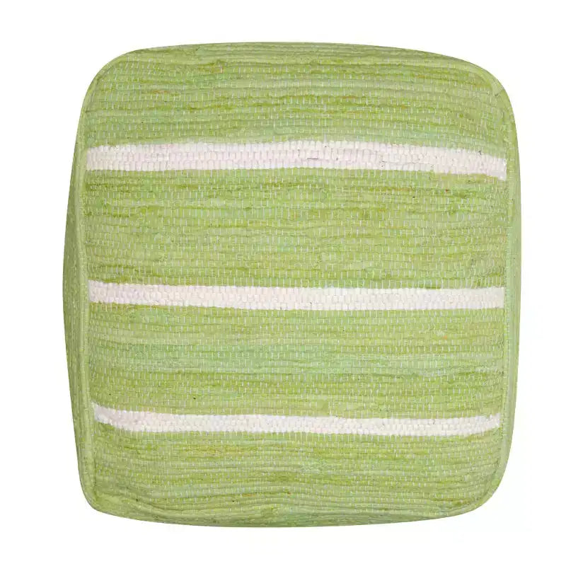 HomeRoots Pouf-Ottoman Cubo a Righe in Cotone Verde e Bianco 18