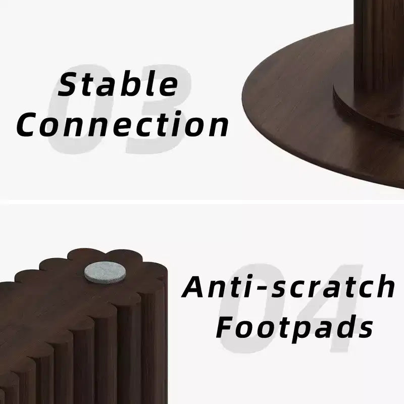 PexFix 52 Tavolo da pranzo rotondo moderno con gambe a colonna a strisce Tavolo da cucina in legno massello Piedini antigraffio per sala da pranzo e bar della cucina in noce
