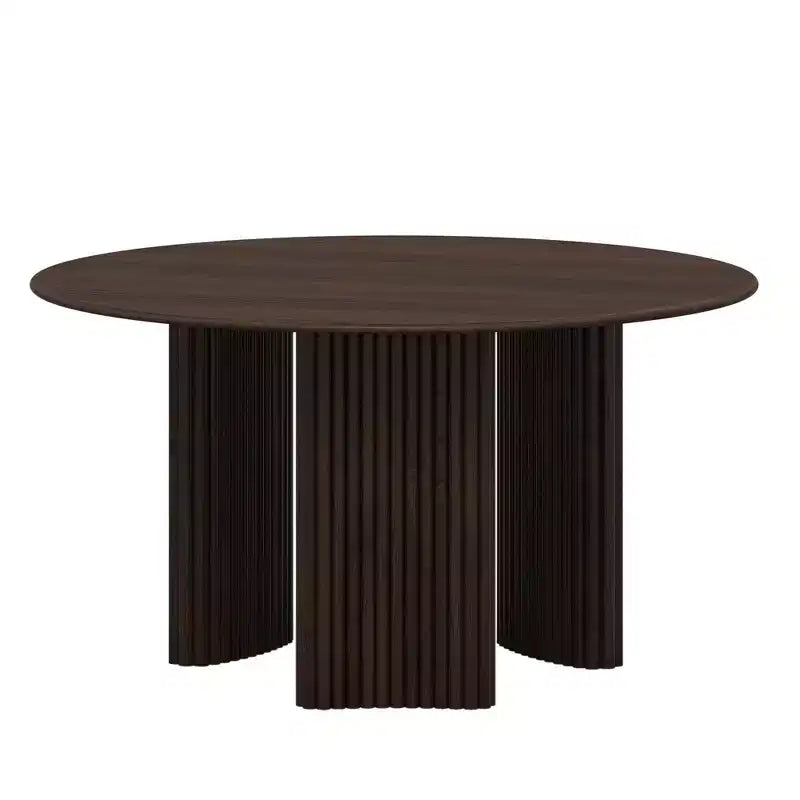 PexFix 52 Tavolo da pranzo rotondo moderno con gambe a colonna a strisce Tavolo da cucina in legno massello Piedini antigraffio per sala da pranzo e bar della cucina in noce