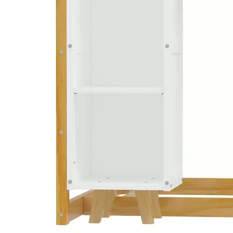 Lettino Montessori da pavimento singolo con sponde di sicurezza per bambini, struttura del letto a casetta in legno con tetto e mensole portaoggetti