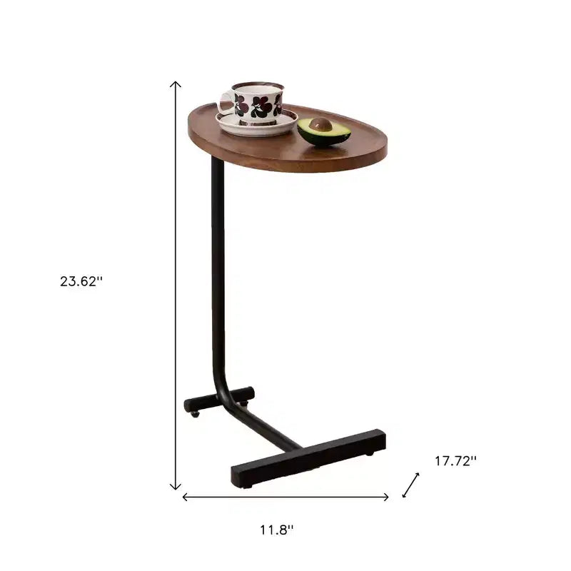 Set di due tavolini ovali HomeRoots in legno e metallo marrone e nero