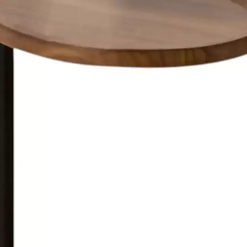 Set di due tavolini ovali HomeRoots in legno e metallo marrone e nero