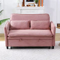 MAYEERTY Pink Letter Striped Fabric Multifunctional Loveseat Sofa Bed for Bedroom Living Room