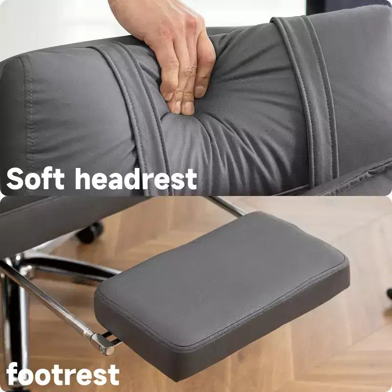 Sedia Girevole Ergonomica da Ufficio, Sedia da Ufficio con Schienale Alto in Pelle Tecnologica con Supporto Lombare e Poggiatesta, Sedia da Computer Reclinabile