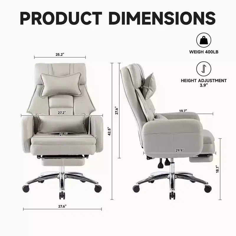 Sedia Girevole Ergonomica da Ufficio, Sedia da Ufficio con Schienale Alto in Pelle Tecnologica con Supporto Lombare e Poggiatesta, Sedia da Computer Reclinabile
