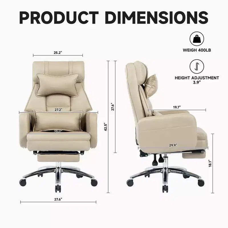 Sedia Girevole Ergonomica da Ufficio, Sedia da Ufficio con Schienale Alto in Pelle Tecnologica con Supporto Lombare e Poggiatesta, Sedia da Computer Reclinabile