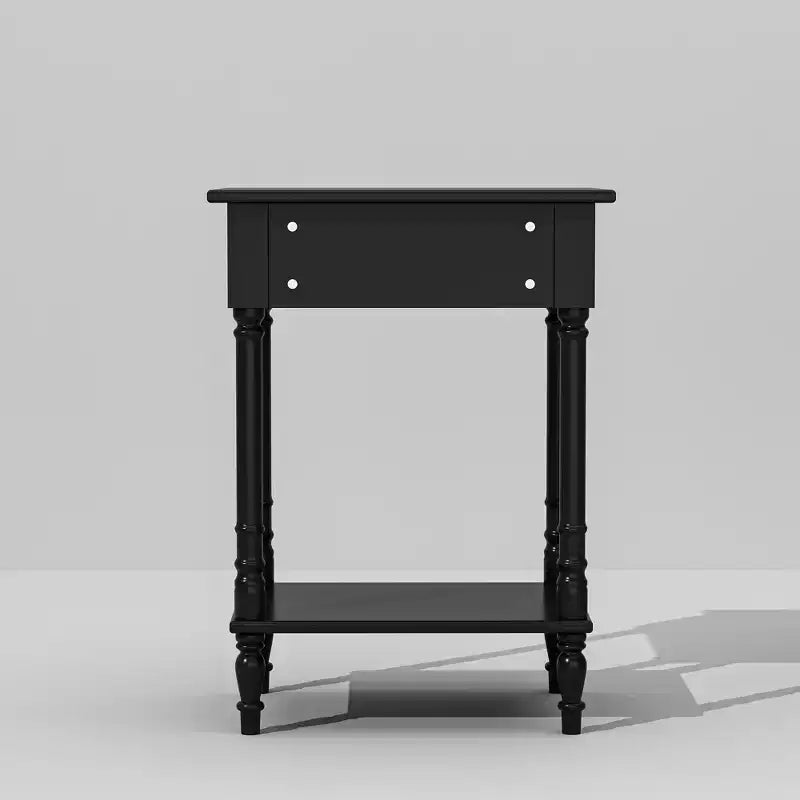 Comodino Elegante con Cassetto e Ripiano Inferiore – Tavolino da Notte Raffinato, Bianco o Nero