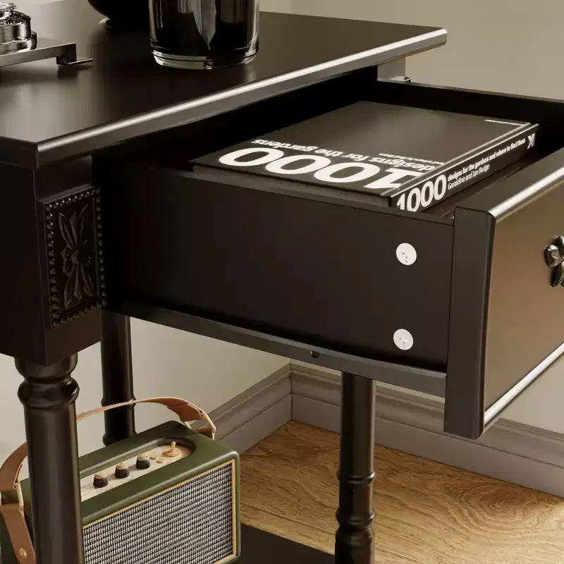 Comodino Elegante con Cassetto e Ripiano Inferiore – Tavolino da Notte Raffinato, Bianco o Nero