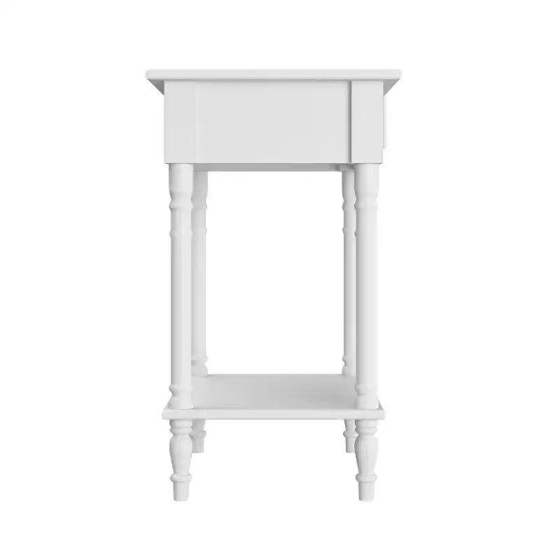 Comodino Elegante con Cassetto e Ripiano Inferiore – Tavolino da Notte Raffinato, Bianco o Nero
