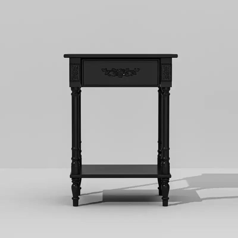 Comodino Elegante con Cassetto e Ripiano Inferiore – Tavolino da Notte Raffinato, Bianco o Nero