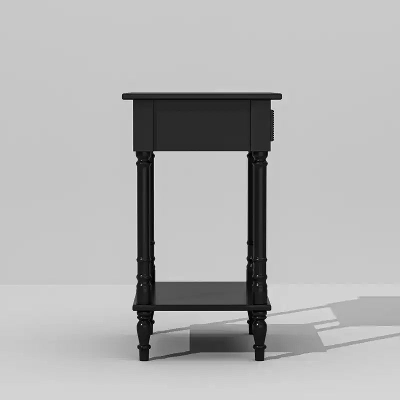 Comodino Elegante con Cassetto e Ripiano Inferiore – Tavolino da Notte Raffinato, Bianco o Nero