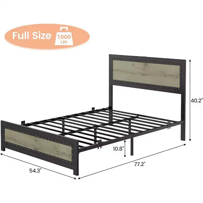 Base letto con elegante testiera di design, vano contenitore sotto il letto, nessun box spring richiesto, facile montaggio, supporto robusto, grigio