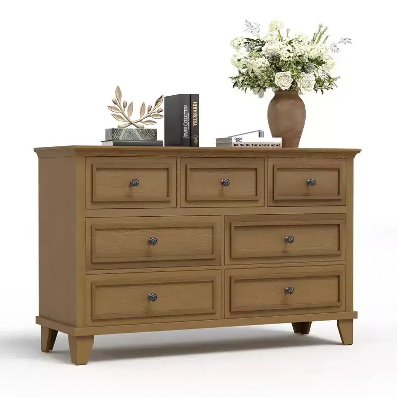 GustoWave Comò a 3/6/7 Cassetti, Mobile Contenitore in Legno con Raffinate Maniglie in Metallo, Comò dal Design Moderno per Camera da Letto, Soggiorno, Ingresso