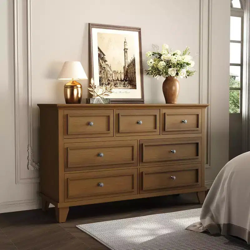 GustoWave Comò a 3/6/7 Cassetti, Mobile Contenitore in Legno con Raffinate Maniglie in Metallo, Comò dal Design Moderno per Camera da Letto, Soggiorno, Ingresso