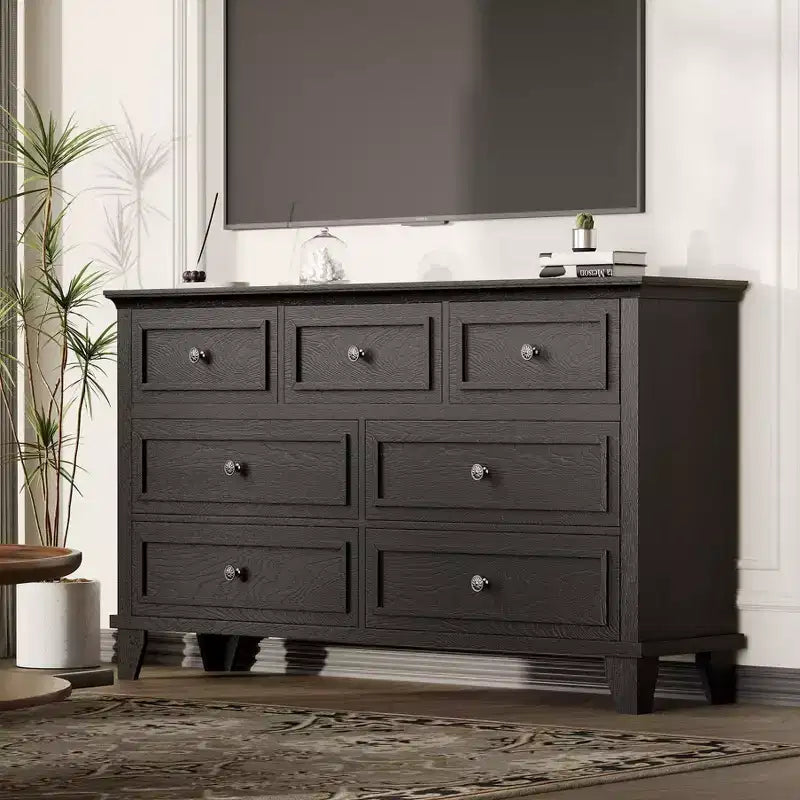 GustoWave Comò a 3/6/7 Cassetti, Mobile Contenitore in Legno con Raffinate Maniglie in Metallo, Comò dal Design Moderno per Camera da Letto, Soggiorno, Ingresso
