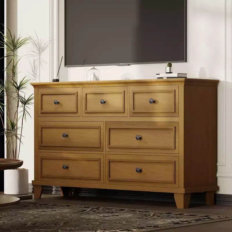 GustoWave Comò a 3/6/7 Cassetti, Mobile Contenitore in Legno con Raffinate Maniglie in Metallo, Comò dal Design Moderno per Camera da Letto, Soggiorno, Ingresso