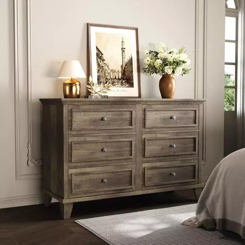GustoWave Comò a 3/6/7 Cassetti, Mobile Contenitore in Legno con Raffinate Maniglie in Metallo, Comò dal Design Moderno per Camera da Letto, Soggiorno, Ingresso