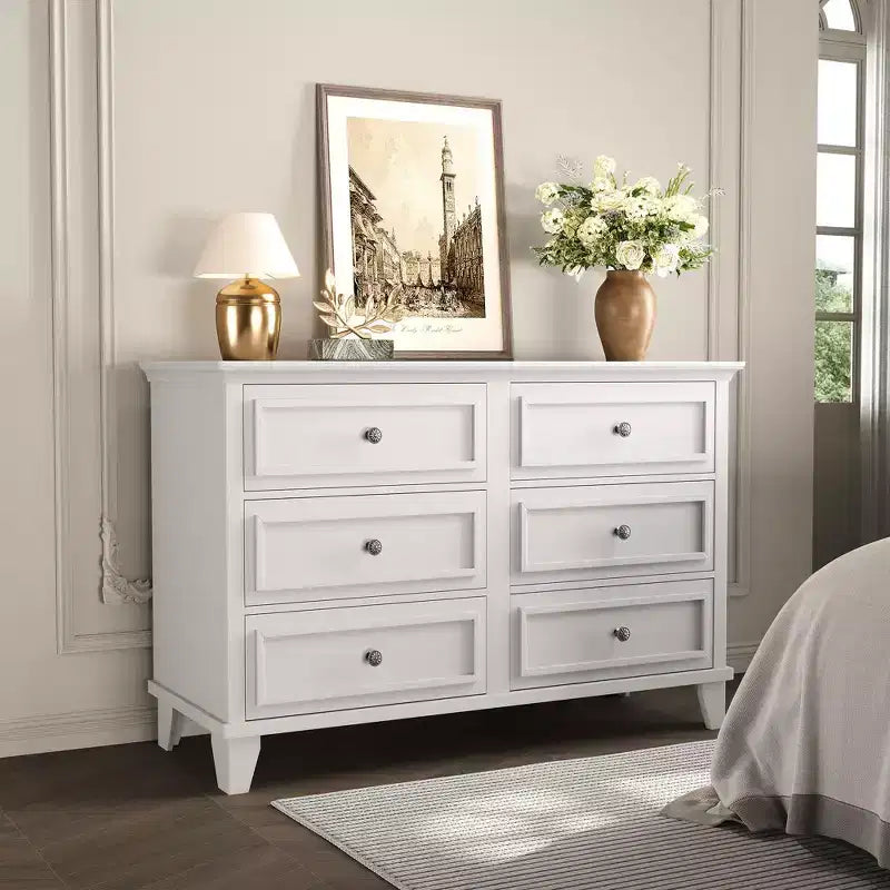 GustoWave Comò a 3/6/7 Cassetti, Mobile Contenitore in Legno con Raffinate Maniglie in Metallo, Comò dal Design Moderno per Camera da Letto, Soggiorno, Ingresso