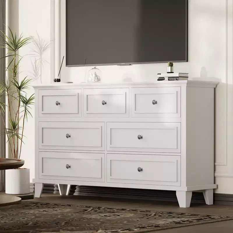 GustoWave Comò a 3/6/7 Cassetti, Mobile Contenitore in Legno con Raffinate Maniglie in Metallo, Comò dal Design Moderno per Camera da Letto, Soggiorno, Ingresso
