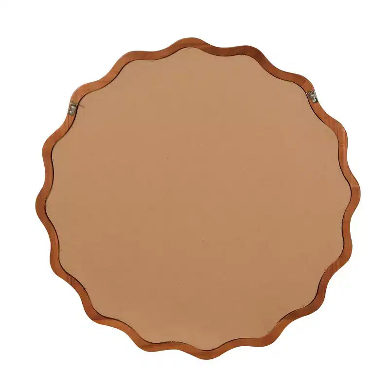 PexFix Specchio decorativo da parete moderno a forma rotonda ondulata in legno massiccio, 30 W, per camera da letto, bagno, soggiorno, ingresso, marrone