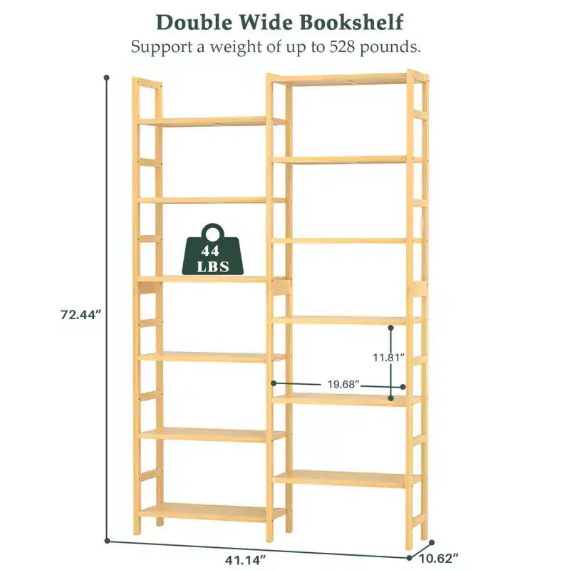 Libreria Besiost 41-In con 12 ripiani a giorno, scaffale portaoggetti in bambù