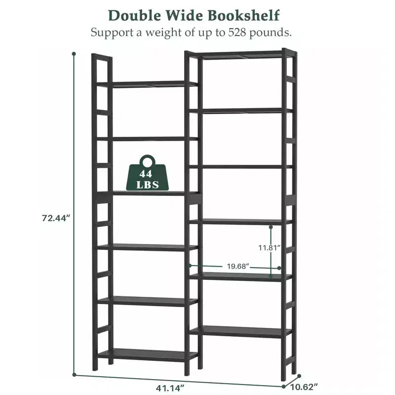 Libreria Besiost 41-In con 12 ripiani a giorno, scaffale portaoggetti in bambù