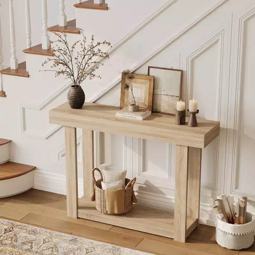 46 Farmhouse Console Table, Narrow Entryway Sofa Table, Industrial Accent Table, Easy Assembly, for Hallway, Foyer, Living Room
