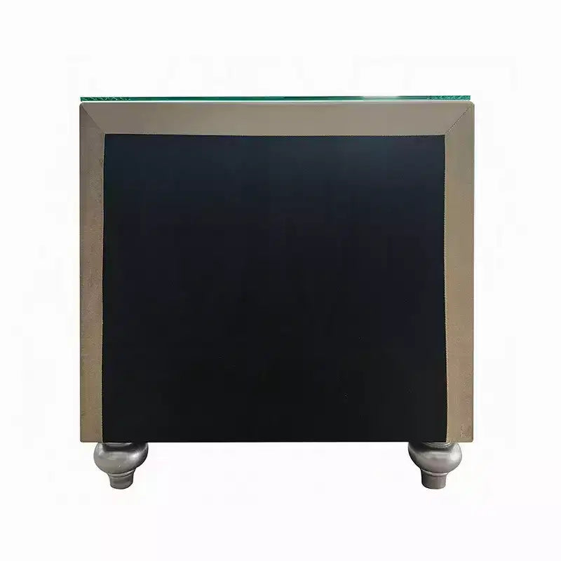 Comodino Royal Hampton, 2 cassetti, vassoio estraibile, 27 pollici, legno, velluto beige