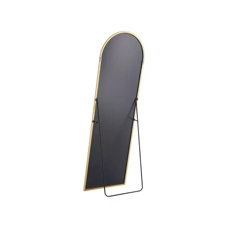 Specchio a figura intera HomeRoots 63, con cornice, in metallo dorato, ad arco, autoportante e da parete
