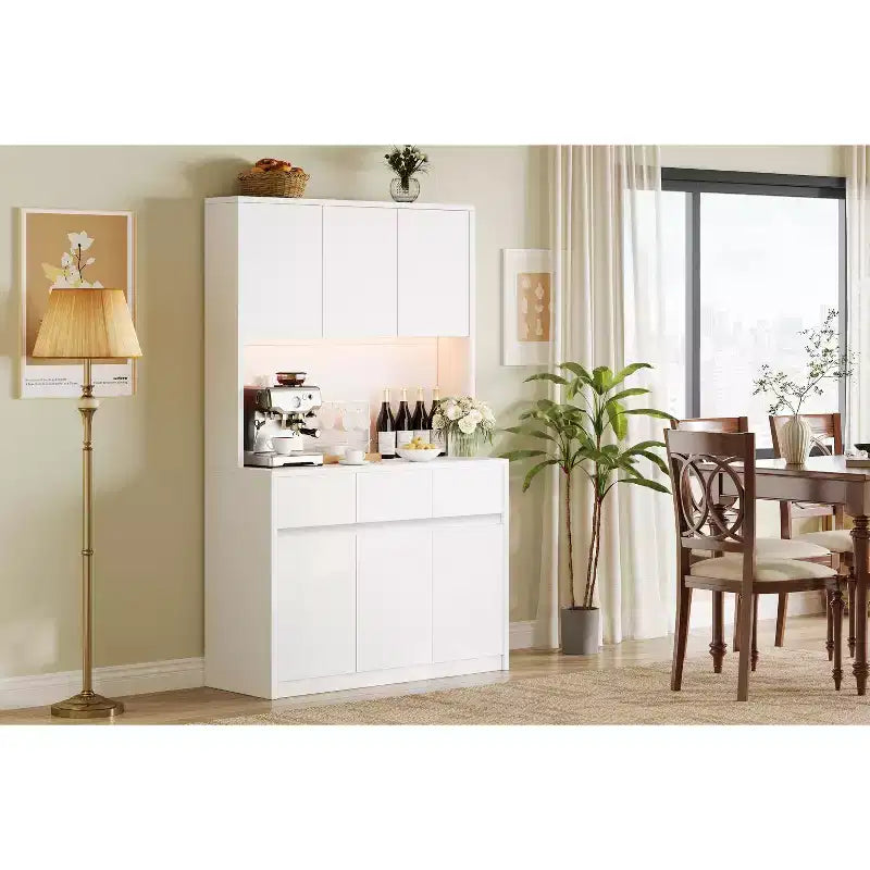 Luci a LED, Prese di Corrente, Dispensa da Cucina Moderna, Ripiani Regolabili,