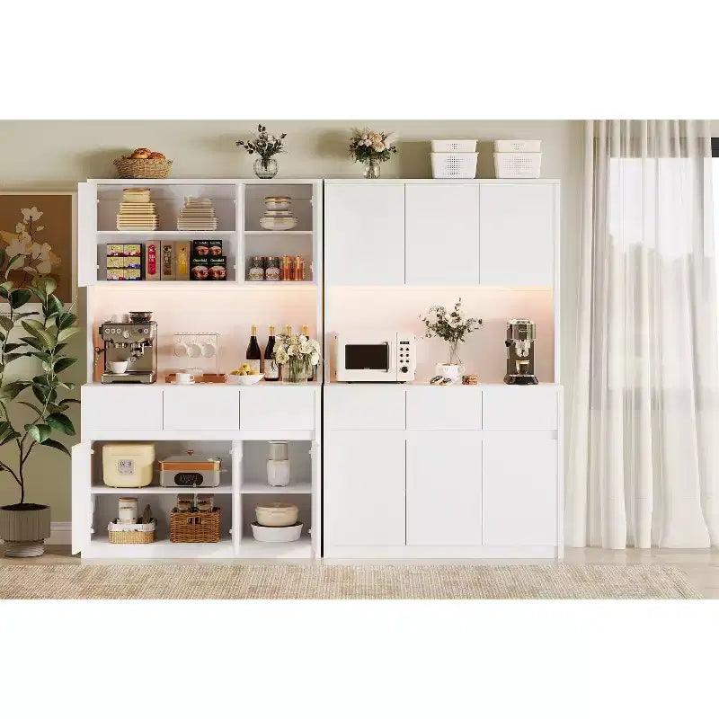 Luci a LED, Prese di Corrente, Dispensa da Cucina Moderna, Ripiani Regolabili,