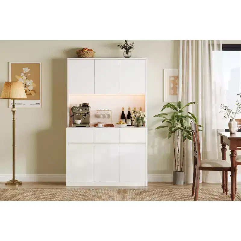 Luci a LED, Prese di Corrente, Dispensa da Cucina Moderna, Ripiani Regolabili,