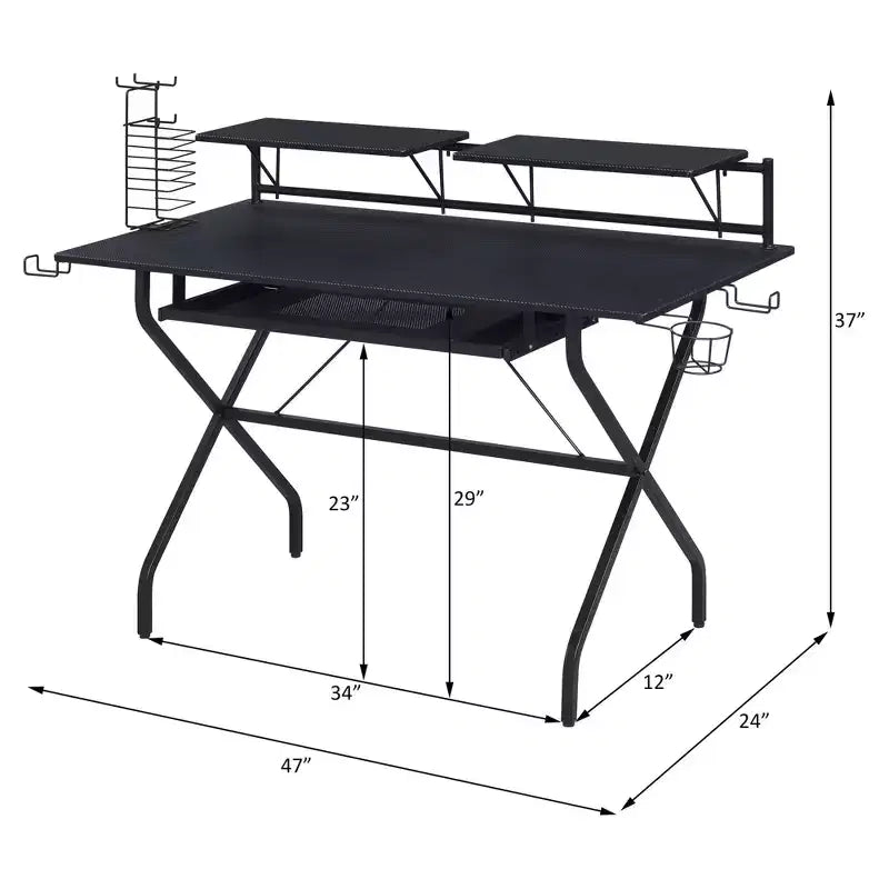 HomeStock Scrivanie regolabili in altezza da 45 pollici color nero in acciaio, senza contenitore
