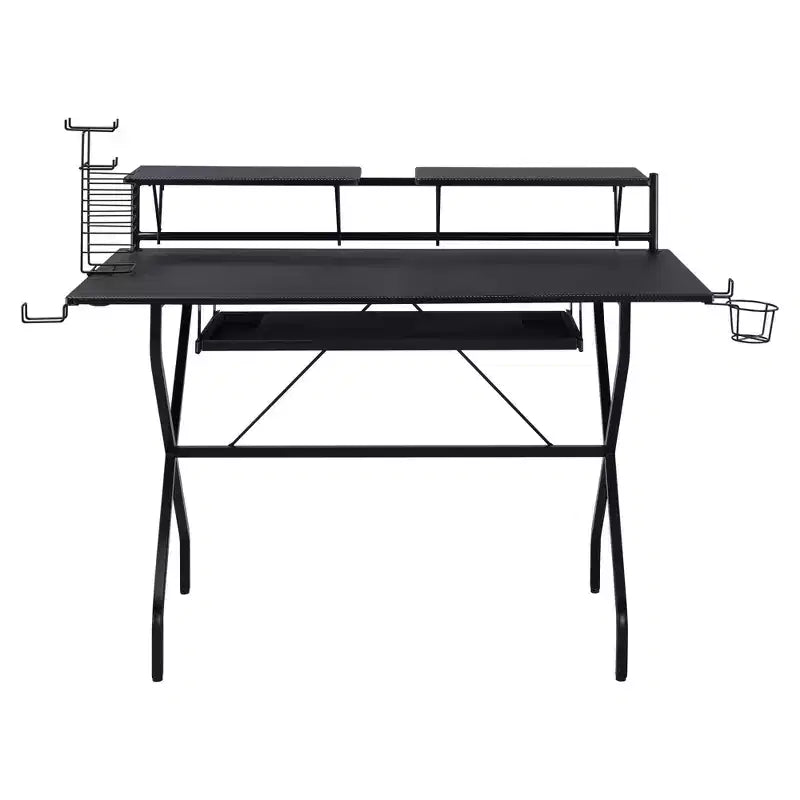 HomeStock Scrivanie regolabili in altezza da 45 pollici color nero in acciaio, senza contenitore