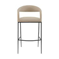 HomeRoots 30 Beige and Black Faux Leather and Iron Low Back Bar Height Bar Chair