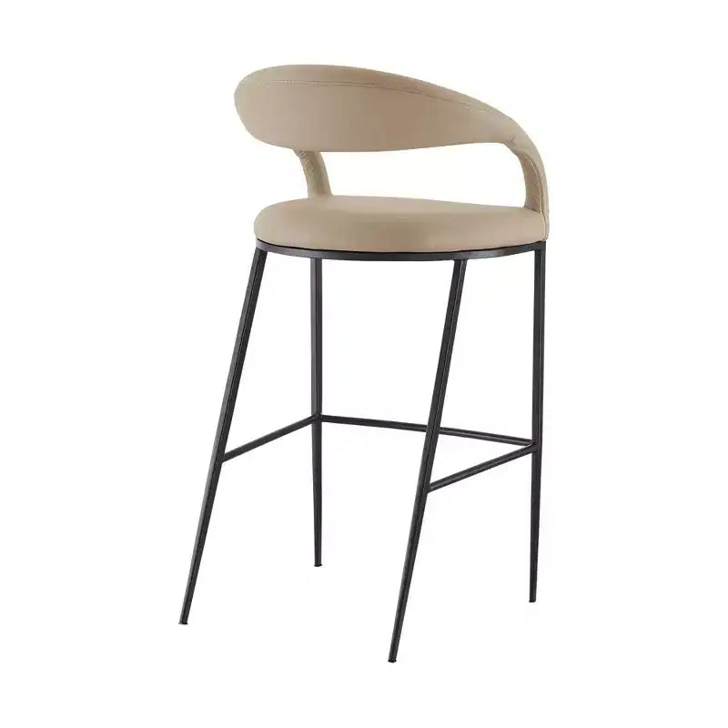 HomeRoots Sgabello da bar con schienale basso in ecopelle e ferro, 30 pollici, beige e nero