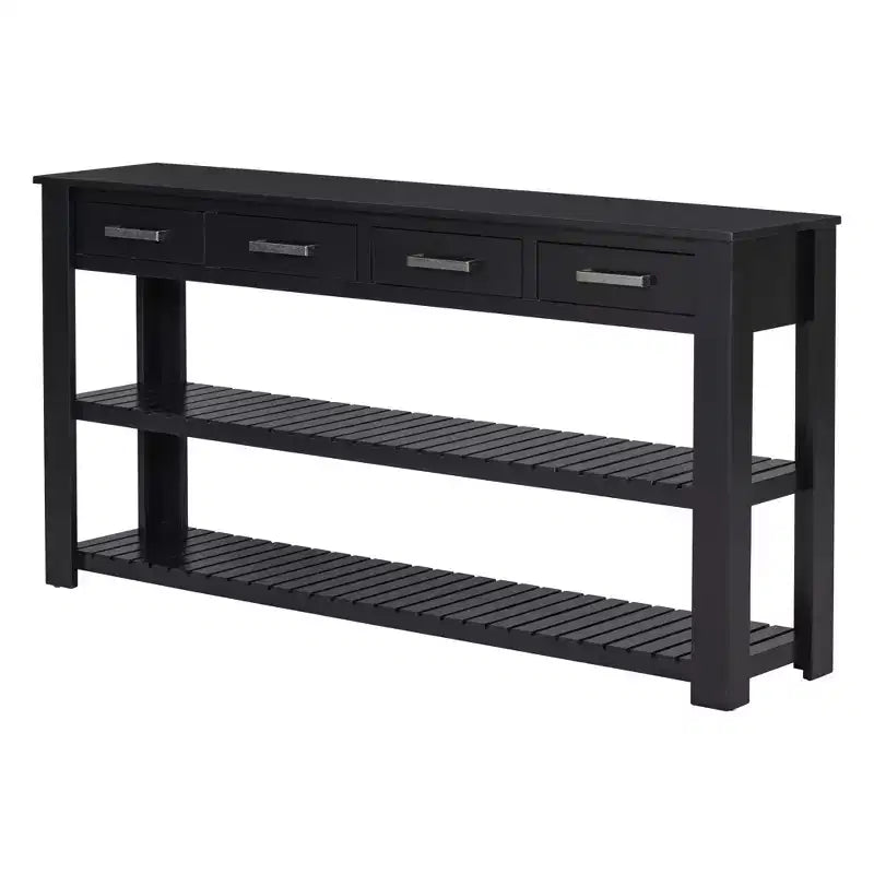 Consolle moderna in legno con cassetti e ripiani, tavolo da ingresso minimalista con contenitore per corridoi e soggiorni