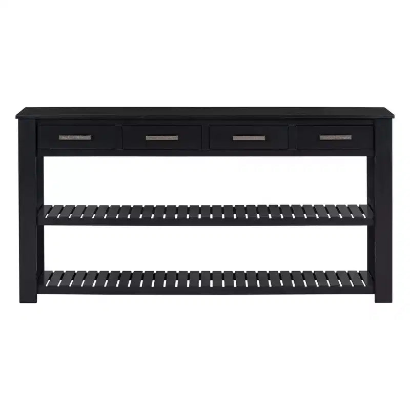 Consolle moderna in legno con cassetti e ripiani, tavolo da ingresso minimalista con contenitore per corridoi e soggiorni